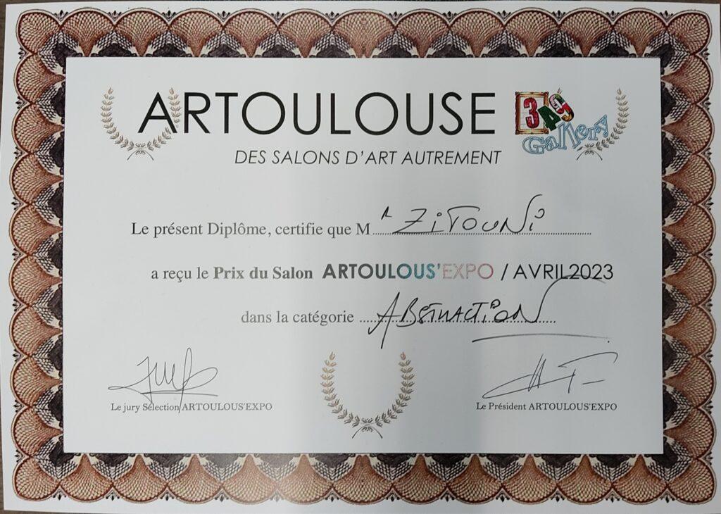 Prix du jury 2023 lors de l'exposition ArToulouse 2023 à St Orens de Gameville
