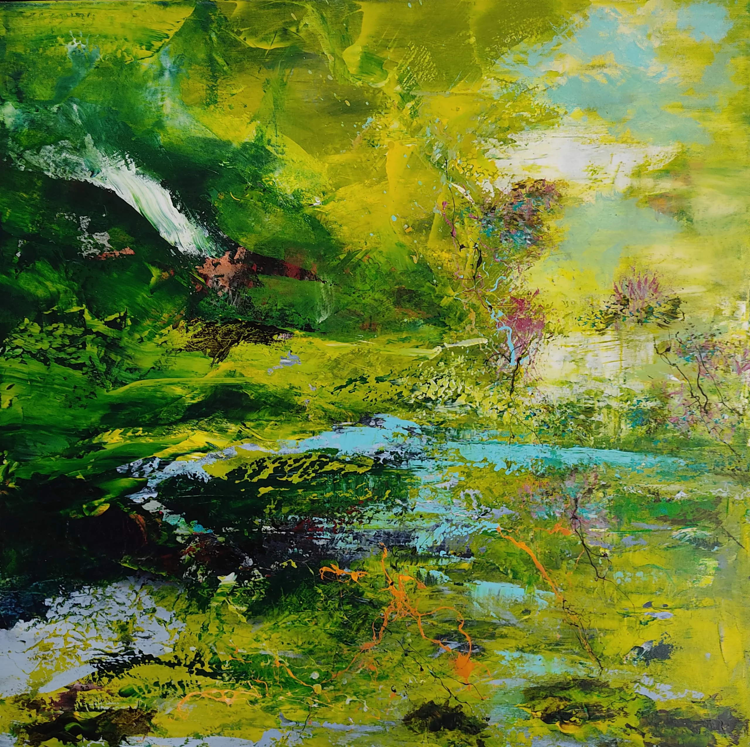 L'autre rive #1 Acrylique sur toile 80 x 80 encadré L'autre rive #1 Acrylique sur toile 80 x 80cm